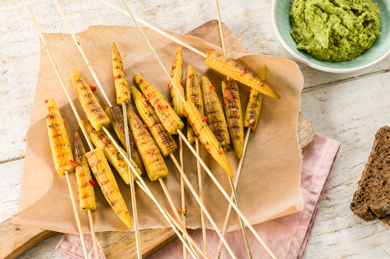 Grilled mini corn