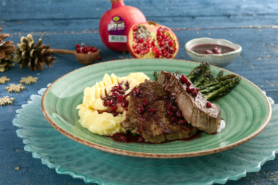 Hertenbiefstuk Met Granaatappelsaus
